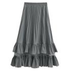 Midi Accordion Pleat Layered Skirt