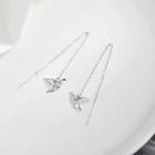 925 Sterling Silver Origami Crane Dangle Earring 1 Pair - Silver - One Size
