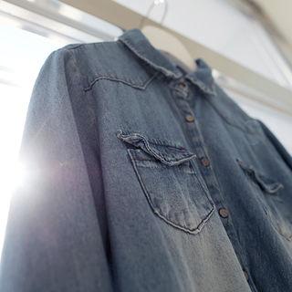 Collared Washed Denim Dress