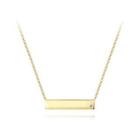 925 Sterling Silver Plated Gold Simple Geometric Rectangular Necklace With Cubic Zirconia Golden - One Size