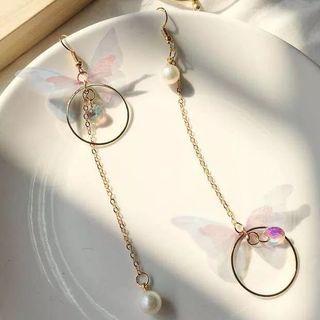 Butterfly Drop Earring 1 Pair - White - One Size