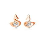 Fashion And Noble Plated Rose Gold 316l Stainless Steel Swan Stud Earrings With Cubic Zirconia Rose Gold - One Size
