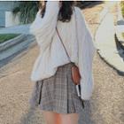 Cable Knit Sweater / Plaid Pleated Skirt / Set