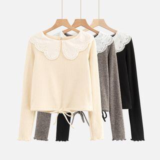 Doll-collar Knit Blouse