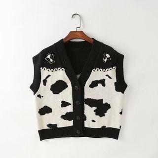 Cow-print Cropped Vest As Shown In Figure - One Size