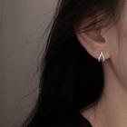 925 Sterling Silver Rhinestone Wishbone Stud Earring 1 Pair - Silver - One Size