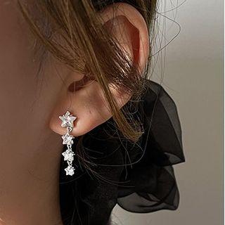 Sterling Silver Star Drop Earring / Clip-on Earring