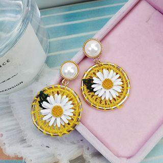 Flower Drop Earring Yellow - One Size