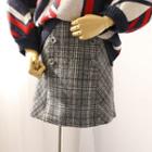 Plaid Buttoned A-line Mini Skirt