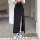 Frayed Midi Skirt
