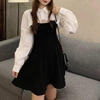 Spaghetti Strap Mini Dress / Cropped Shirt / Set