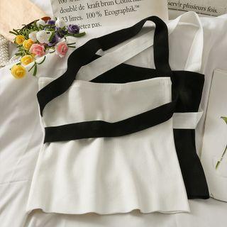 Asymmetrical Mock Two-piece Knit Top