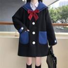 Sailor Bow Coat With Bow - Blue & Black - One Size