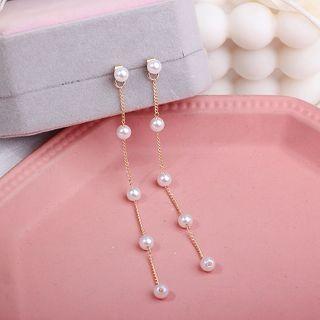 Drop Faux Pearl Earring 1 Pair - A315 - Faux Pearl - Gold - One Size
