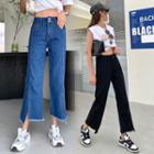 Frayed Slit Cropped Jeans