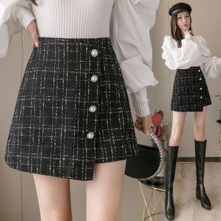 Plaid Irregular Mini A-line Skirt