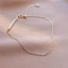 Freshwater Pearl Alloy Anklet Anklet - Chain - Freshwater Pearl - Gold & White - One Size