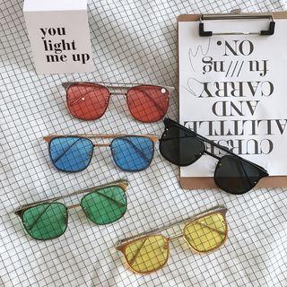 Double-bridge Colored Lens Sunglasses