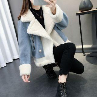 Two-tone Fleece Cropped Jacket