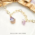 Faux Crystal Pendant Choker Purple Heart - Gold - One Size
