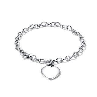 Fashion And Simple Heart-shaped 316l Stainless Steel Bracelet Silver - One Size