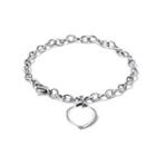 Fashion And Simple Heart-shaped 316l Stainless Steel Bracelet Silver - One Size