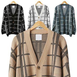 Oversized Plaid Cardigan