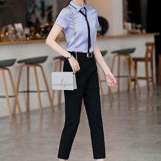 Short-sleeve Shirt / Slim Fit Pants / Pencil Skirt / Set
