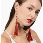 Tassel-drop Crystal Earrings