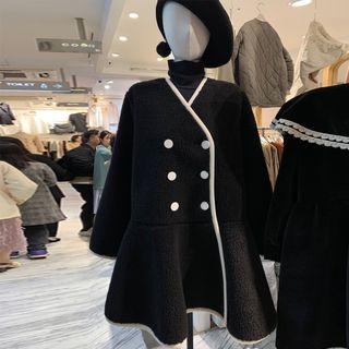 Faux-shearling Double-breasted Coat Dress