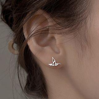 Origami Crane Pendant Sterling Silver Necklace 1 Pair - Silver - One Size