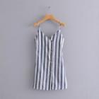 Spaghetti-strap Striped Mini A-line Dress