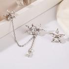 Asymmetrical Rhinestone Floral Stud Earring 1 Pair - E5420 - Silver - One Size