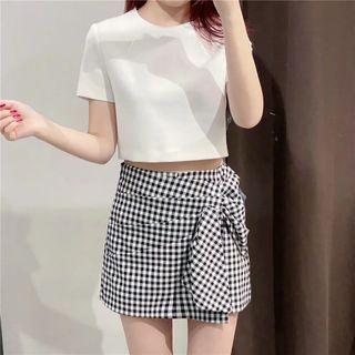 Tie-waist Check Shorts