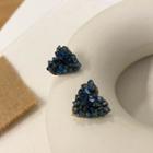 Rhinestone Heart Stud Earring Type A - Love Heart - Blue - One Size