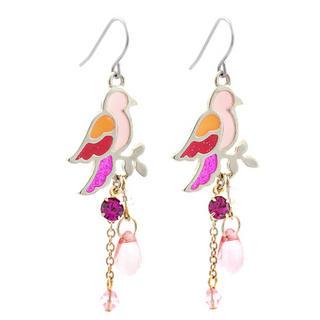 Pink Glitter Bird Earrings