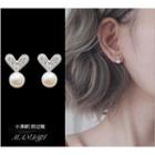Pearl Drop Rhinestone Heart Earring As Shown In Figure - One Size