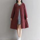 Long-sleeve Round Neck Dotted Button Coat