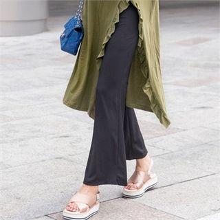 Banded-waist Boot-cut Pants