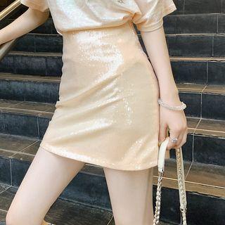 Mini Sequined A-line Skirt