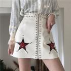 Faux-leather Star Studded Zip Mini Skirt