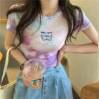 Butterfly Tie-dyed Short-sleeve Cropped T-shirt