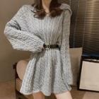 Cable-knit Mini Hoodie Dress