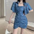 Short-sleeve Cropped Jacket / Tube Dress