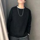 Round-neck Plain Long-sleeve Top