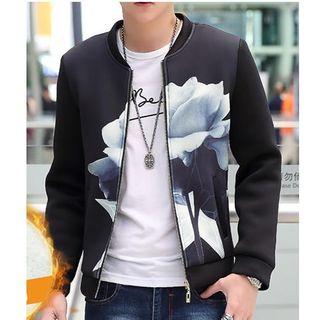 Flower Print Zip Neoprene Jacket