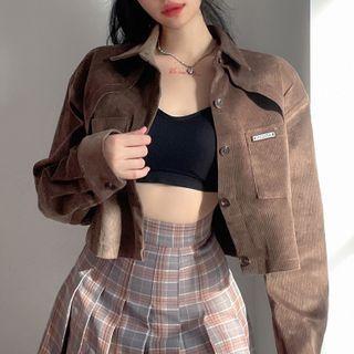 Long-sleeve Corduroy Crop Shirt