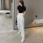 Asymmetric Crop T-shirt With Chain / Loose-fit Sweatpants