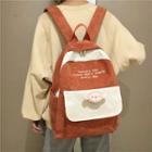Sheep Charm Lettering Corduroy Backpack