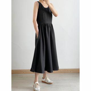 Maxi A-line Overall Dress Black - One Size